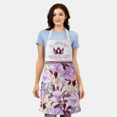 Tablier Floral pourpre de Bourgogne | Reine de la cuisine (Porté)