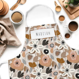 Tablier Floral Rétro Mi-Siècle moderne Nom Apron