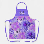 Tablier Floral rose et violet monogramme (Recto)