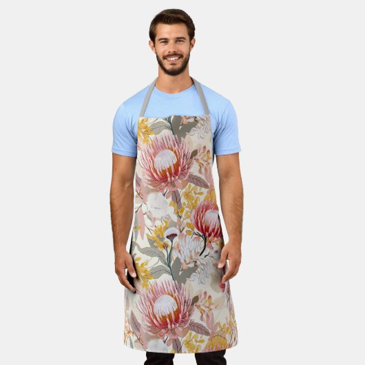 Tablier Floral rose Protea (Porté)