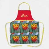 Tablier Floral Rouge Jaune Tulipe Fleur Mères Mum Apron (Recto)