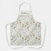 Tablier Floral Sage Green Botanical Pattern (Recto)