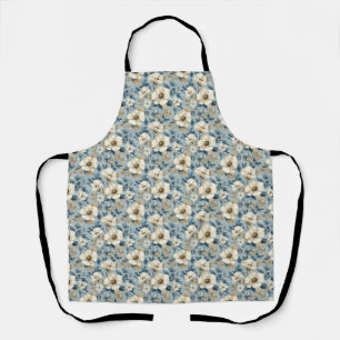 Tablier Floral sans couture aux fleurs blanches et beiges