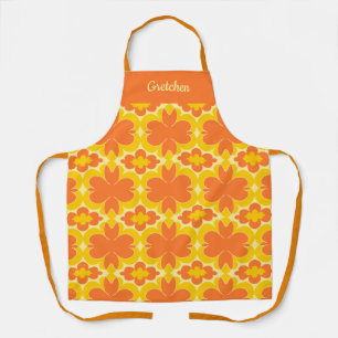 Tablier Floral super rétro en Orange Jaune
