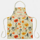 Tablier Floral Zen Abstrait en rouge et orange (Recto)