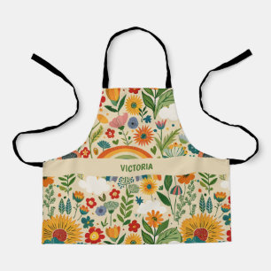 Tablier Flore de prairie Motif personnalisé arc-en-ciel