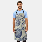 Tablier Flore d'impression florale de fleurs bleues antiqu (Porté)