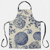 Tablier Flore d'impression florale de fleurs bleues antiqu (Recto)