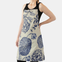Flore d'impression florale de fleurs bleues antiqu