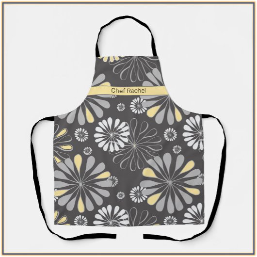 Tablier Flore gris et jaune tendance