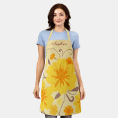 Tablier Flore rétro Sunshine Motif-Fleurs Jaunes (Porté)