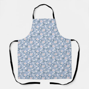 Tablier Flore rose et blanche sans couture avec Feuilles v