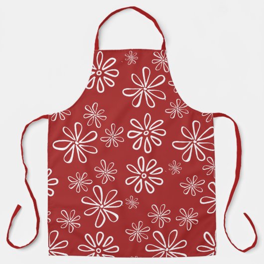 Tablier Flore rouge et blanc rétro (Recto)