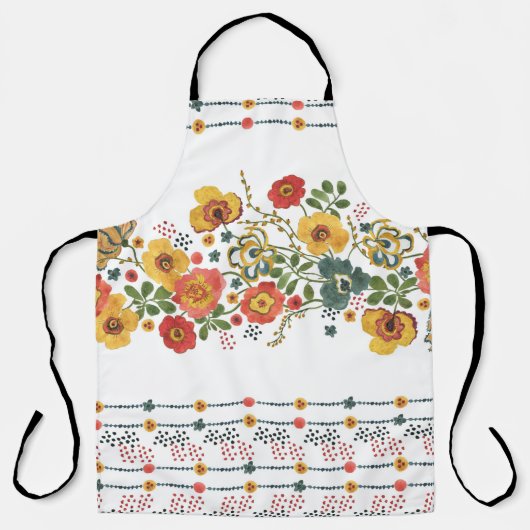 Tablier Flore stylisée : Aquarelle Design sans joint. (Recto)