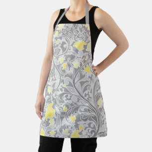 Tablier Flore Tourbillonnant moderne jaune et gris
