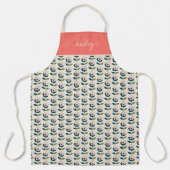 Tablier Flore turquoise rétro (Recto)