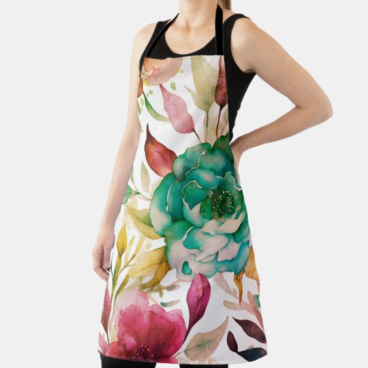 Tablier Flores d'aquarelle bleu Rose pourpre (Insitu)