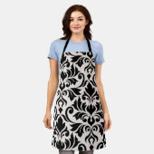 Tablier Flourissant Damask Art I Black on Cream (Porté)