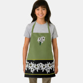 Tablier Flowers de Small Green and Black Edelweiss (Insitu)