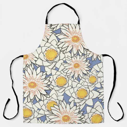 Tablier Flowers pattern lotus lily (Recto)