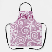 Tablier Flowers Swirls Pink White Pattern Personalized (Recto)