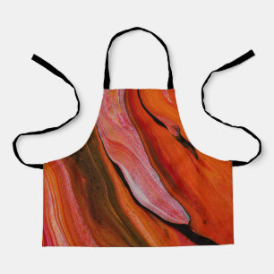 Tablier Flux de lave Abstrait Art fluide Rouge Orange