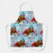 Tablier Flying Superhero Comic Style rouge et jaune héros (Recto)