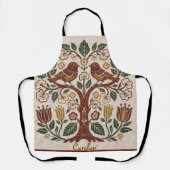 Tablier Folk Art Personalized Bird Medium Apron (Recto)