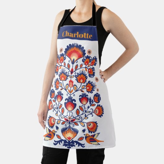 Tablier Folklore bleu et orange (Insitu)