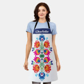 Tablier folklorique rose et orange (Porté)