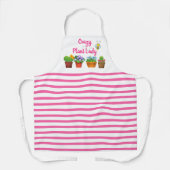 Tablier Folle de plantes / Rayure rose avec pots de fleurs (Recto)