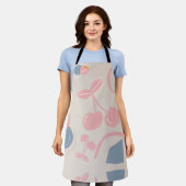 Tablier fond beige cerise (Porté)