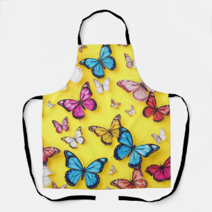 Tablier Fond Jaune Et Papillons