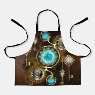 Tablier Fond rouillé Steampunk avec verres turquoise