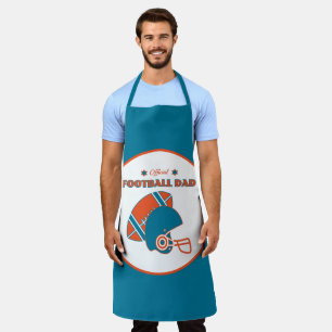 Tablier Football papa sportifs amateurs orange bleu vintag