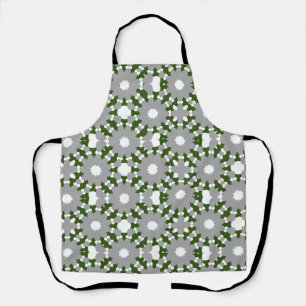 Tablier Forest Green Grey White Cercles connectés Motif
