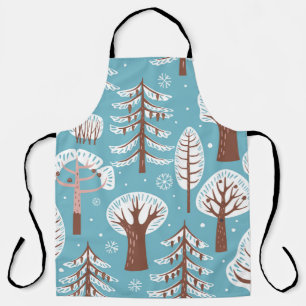Tablier Forest, trees. Seamless background. Winter