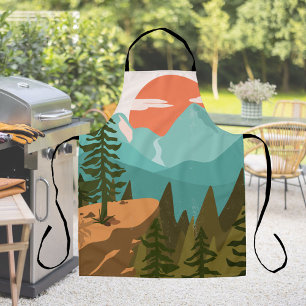 Tablier Forêt Abstraite Moderne, Montagnes et Lever de Sol