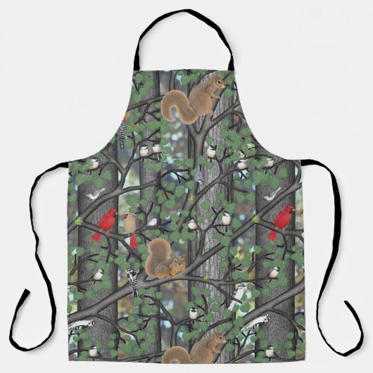 Tablier forêt avec oiseaux et écureuils (Recto)