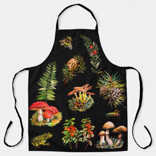 Tablier Forêt, champignons sauvages (Recto)