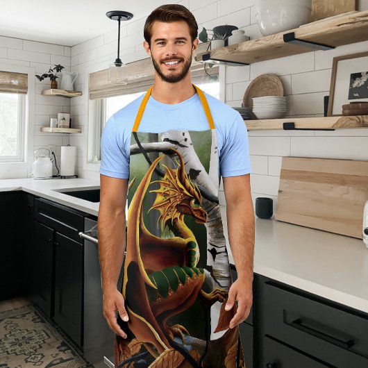Tablier Forêt d'Automne Dragon Ambre Bouleau Fantastique