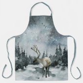 Tablier Forêt de Bois hivernale Cerf Nuit Céleste (Recto)