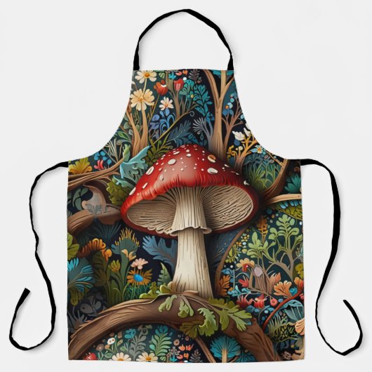 Tablier Forêt de champignons bohème rétro (Recto)