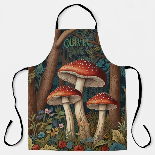 Tablier Forêt de champignons rétro (Recto)