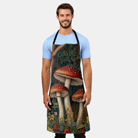 Tablier Forêt de champignons rétro (Porté)