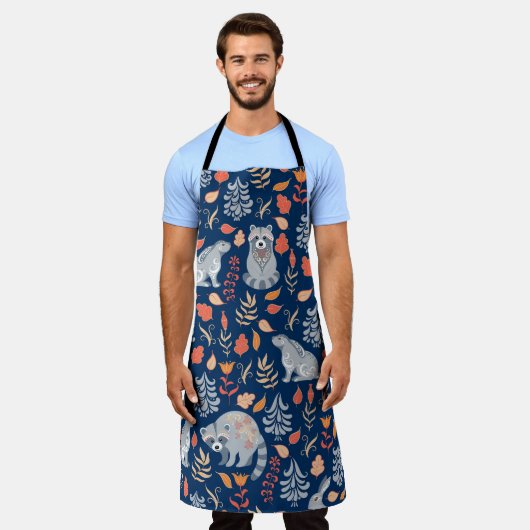 Tablier Forêt de fées d'art populaire scandinave. (Porté)