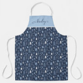 Tablier Forêt de Noël bleue (Recto)