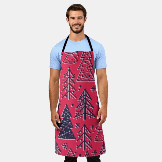 Tablier Forêt de Noël : Papier peint en silhouette d'hiver (Porté)