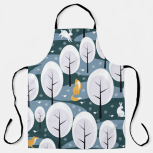 Tablier Forêt d'hiver de Noël : Animaux Motifs sans coutur