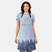 Tablier Forêt hivernale magique - bleu, coutume (Porté)